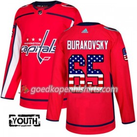 Washington Capitals Andre Burakovsky 65 Adidas 2017-2018 Rood USA Flag Fashion Authentic Shirt - Kinderen